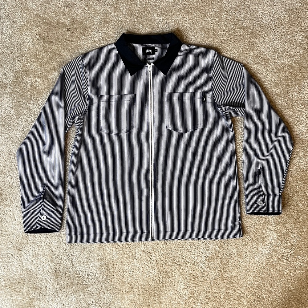 Stussy striped zip up long sleeve